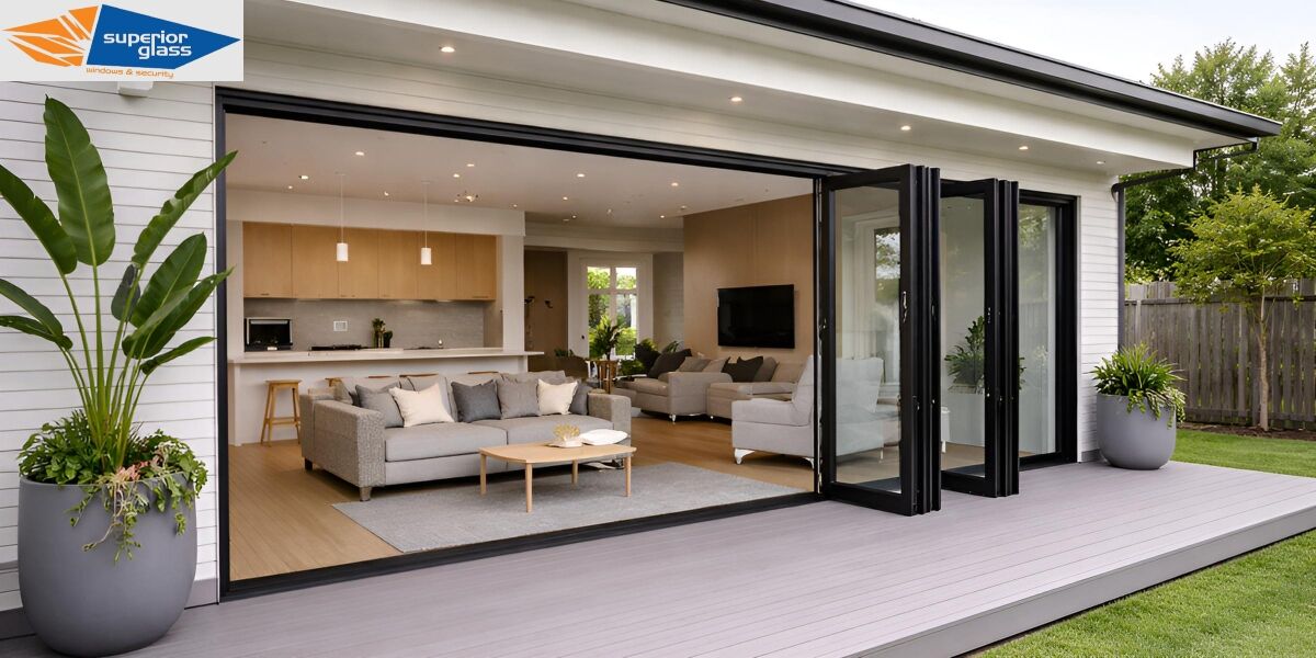 Aluminium stacking glass doors Brisbane